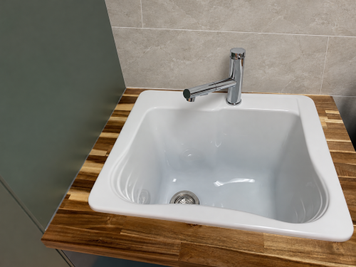Cuve profonde pour salle de lavage avec drain à gauche